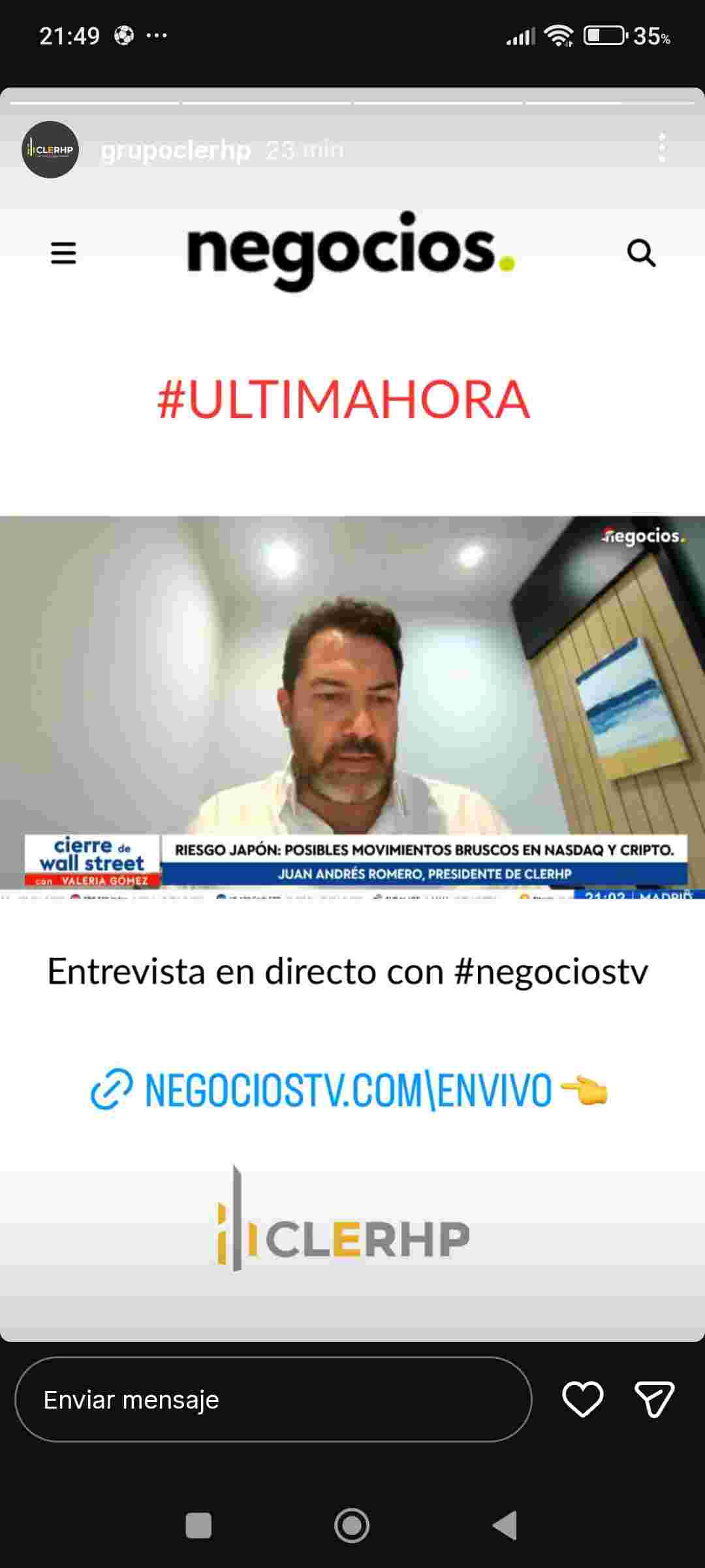 grafico de la accion CLERHP