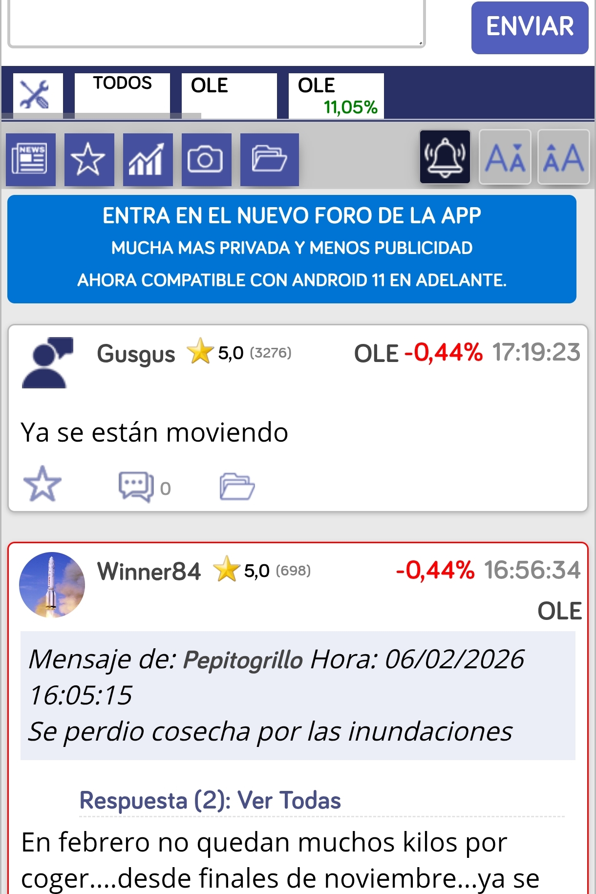 Porque pone en pc bolsa un más 11%. Será una indirecta?