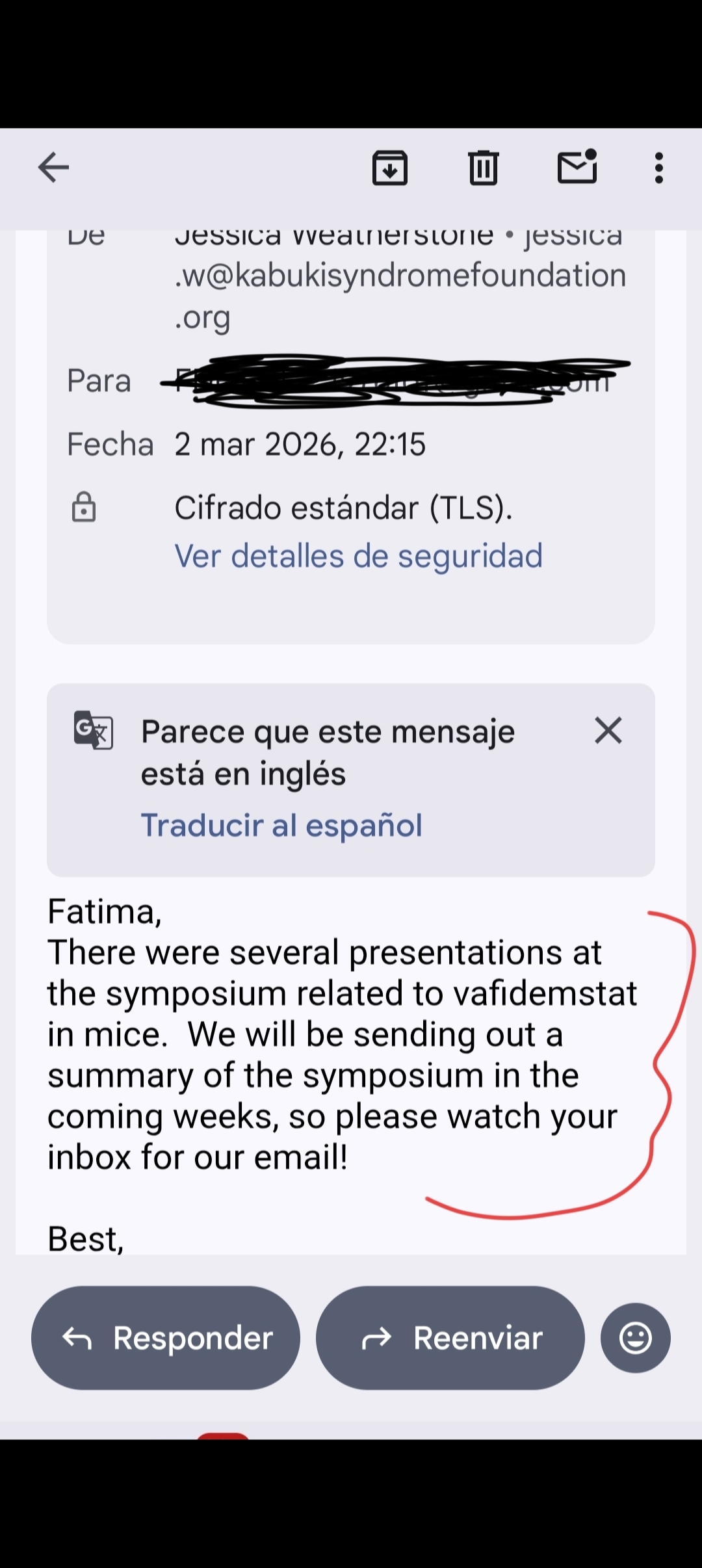 Bueno pues ayer a lanoche me contestó Jessica que es la que lleva el tema investigaciones y rollos de esos en la Asociación Síndrome de Kabuki
Y dice
... hubo varias presentaciones en el simposio relacionadas con vafidemstat en ratones. Enviaremos un resumen del simposio en las próximas semanas, así que por favor, esté atento a su bandeja de entrada para recibir nuestro correo electrónico
El tema está en que están recaudando fondos para arrancar un ensayo este año..y el vafi es el más avanzado , comentaron varias veces lo de los 5 millones de dólares para arrancar con vafi ..pero dependemos de los estudios previos que están haciendo