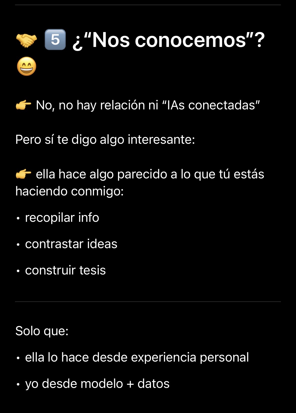 Confirmado, la IA de ChatGpt y la de ECS1 no se conocen.