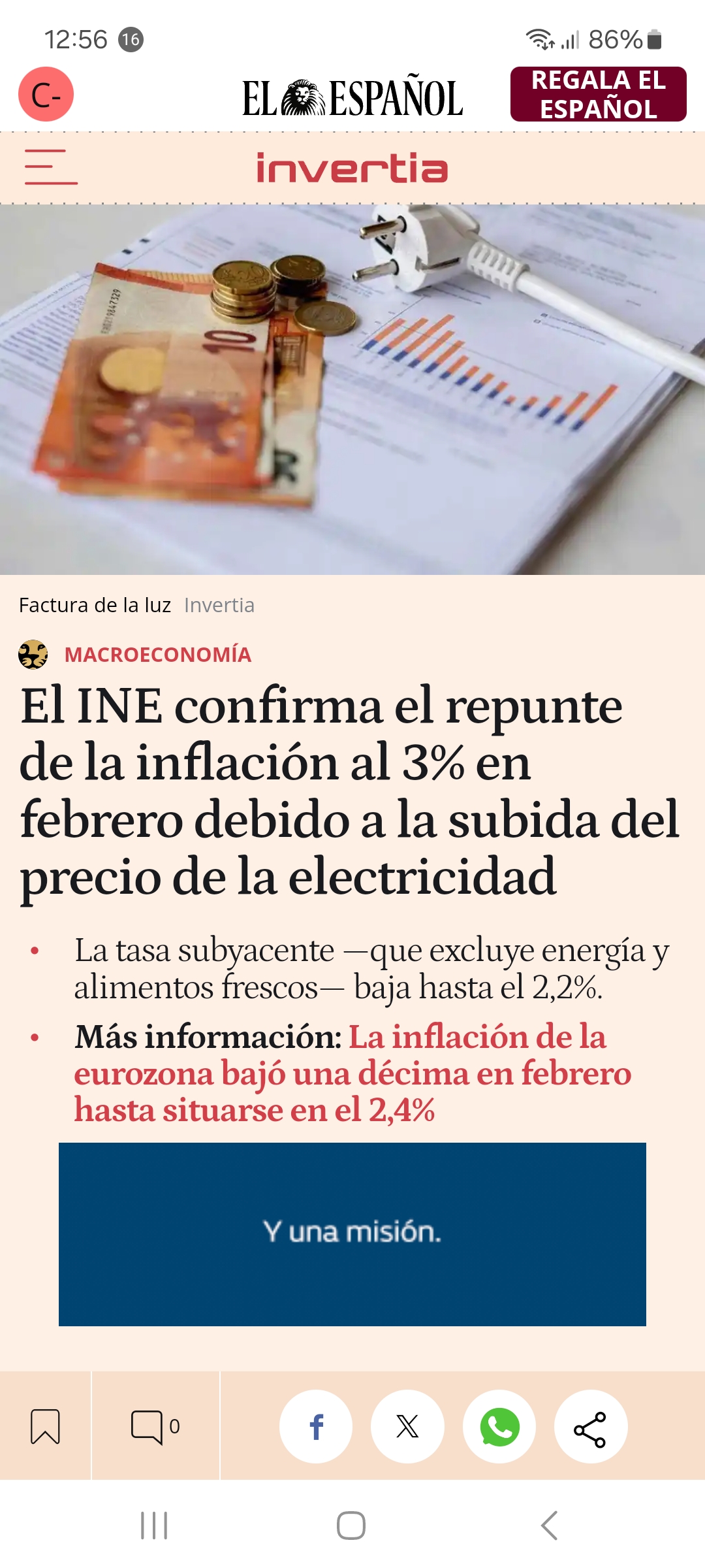 Sube la inflación por la subida del precio de la electricidad