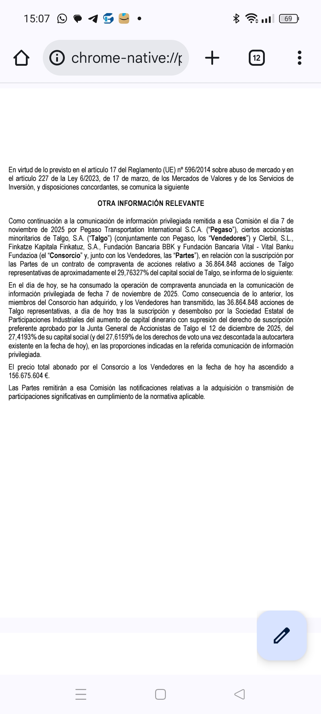 grafico de la accion Talgo