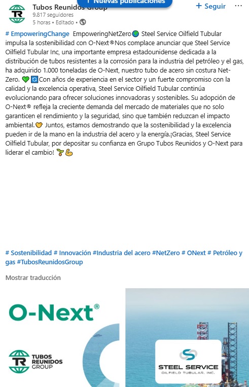 confirmación de la noticia de ésta mañana en su linkedin