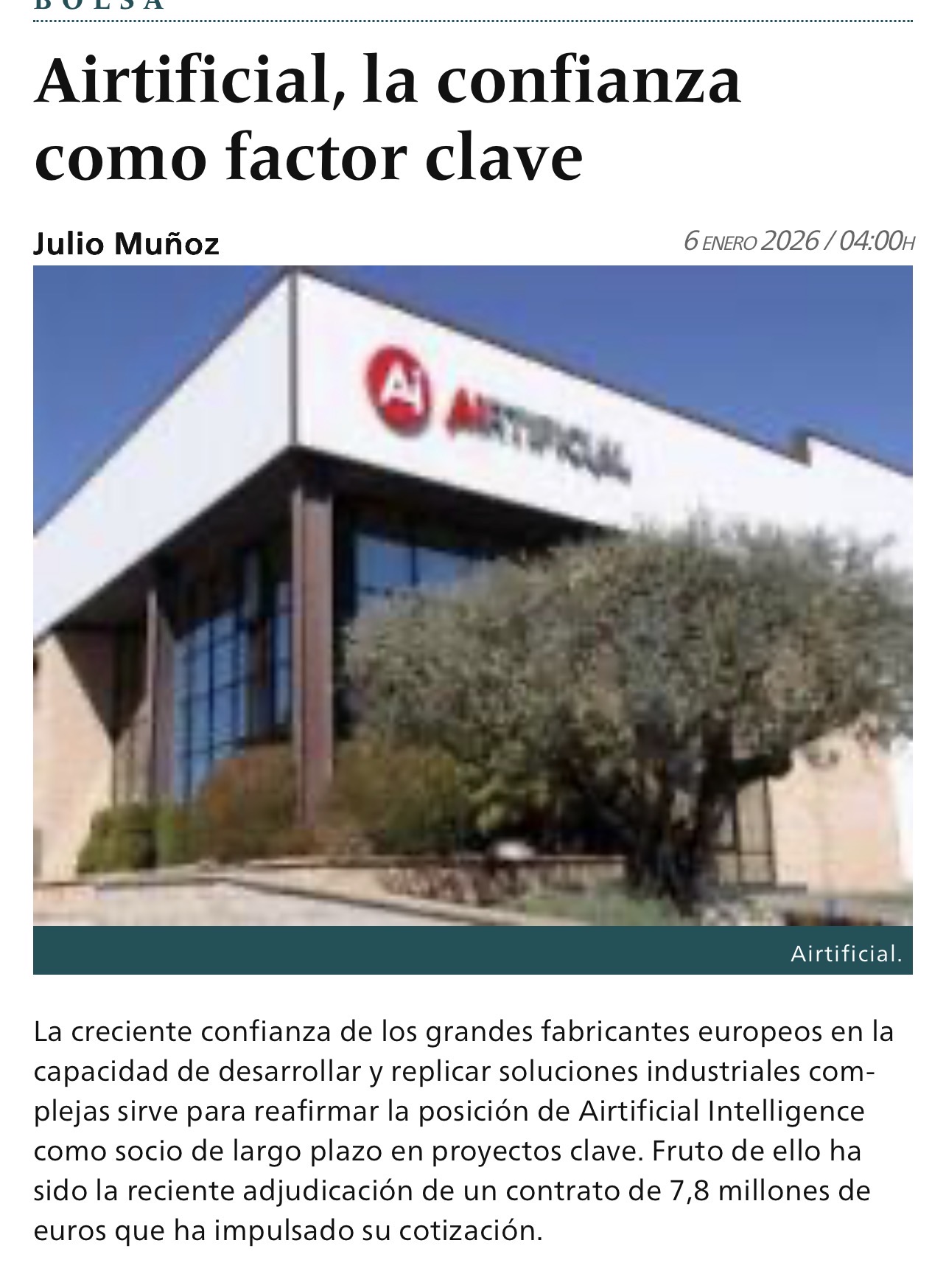 grafico de la accion Airtificial