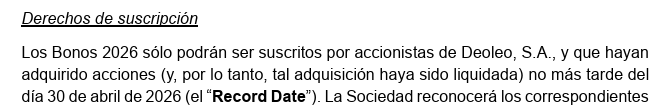 Según el folleto hay que haber adquirido acciones antes del dia 30 de abril. Una vez suscritos los bonos seguramente los pillabonos venderán acciones a toda hostia.