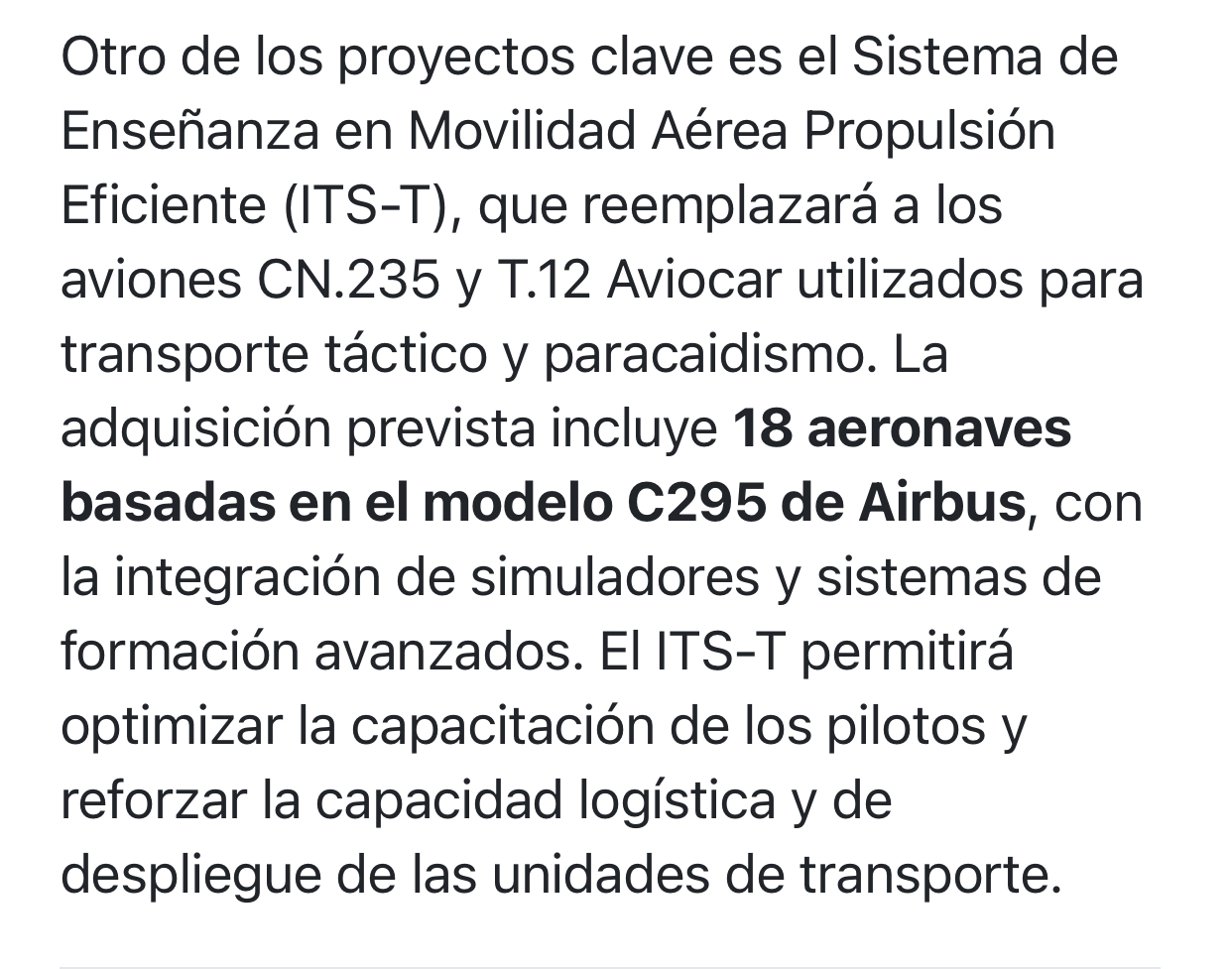 Pero hay más….
Airtificial trabaja con el C295 que si eso lo unimos a lo de antes pueden salir nuevos contratos para ese avión militar
Supongo que sabrán que los contratos que son de largo plazo no se publicitan los pedidos porque ya está incluido en el acuerdo a no ser que venga alguna modificación o incorporación a dicho acuerdo…