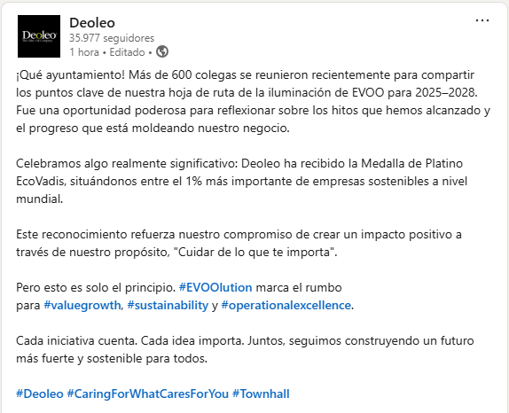 Otra publizacion en linkedin sobre lo buenos que somos.
Pero ahí seguimos, truñando por las esquinas.