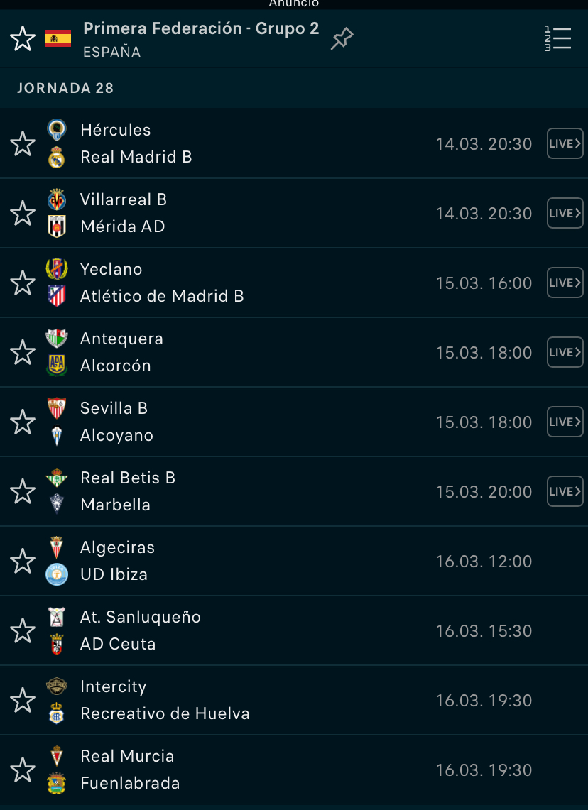 Jornada dificilísima para nuestros rivales directos, ganar en casa implicaría, recortar 3puntos a casi todos, finalísima, como cada jornada…. Pero esta seria coger un billete a la pelea!