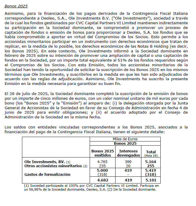 Aportación de notas B por ampliación.