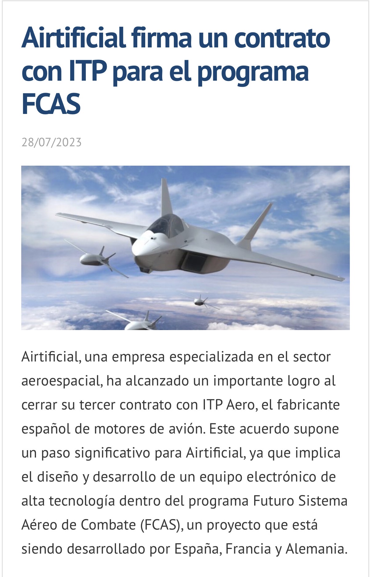 Si la burocracia española y europea fuera eficaz y si no se pelearan tanto por competir dentro de la UE a saber donde estaríamos ya cotizando….
Lo digo por el FCAS
Tres años mareando la perdiz.