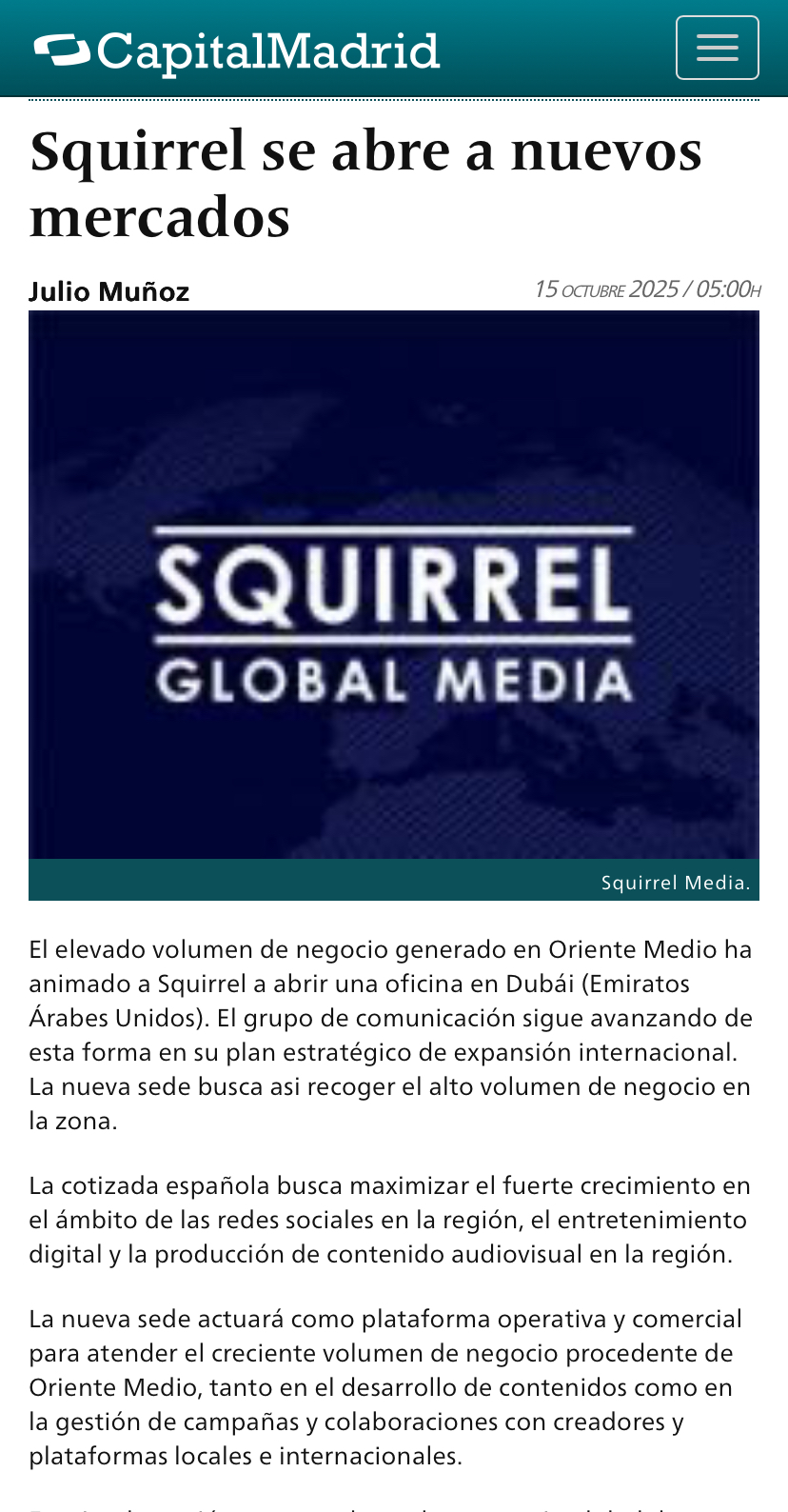 Squirrel apunta maneras y se alza con muchas posibilidades de dar por fin la sorpresa en el Mercado Continuo. En Dubái no se habla de otra cosa
