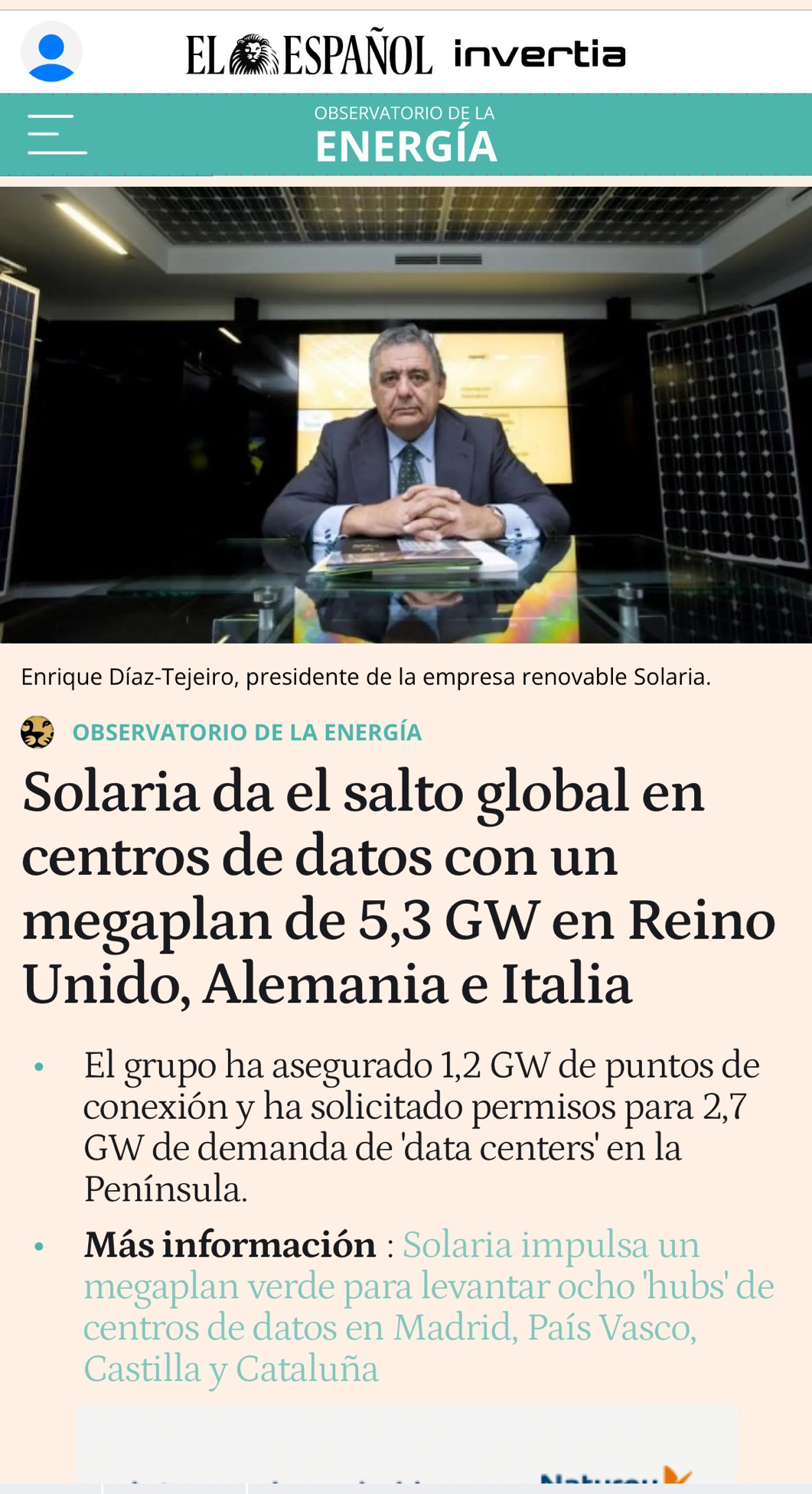 MEGAPLAN de 5,3 GW en centros de datos fuera de España