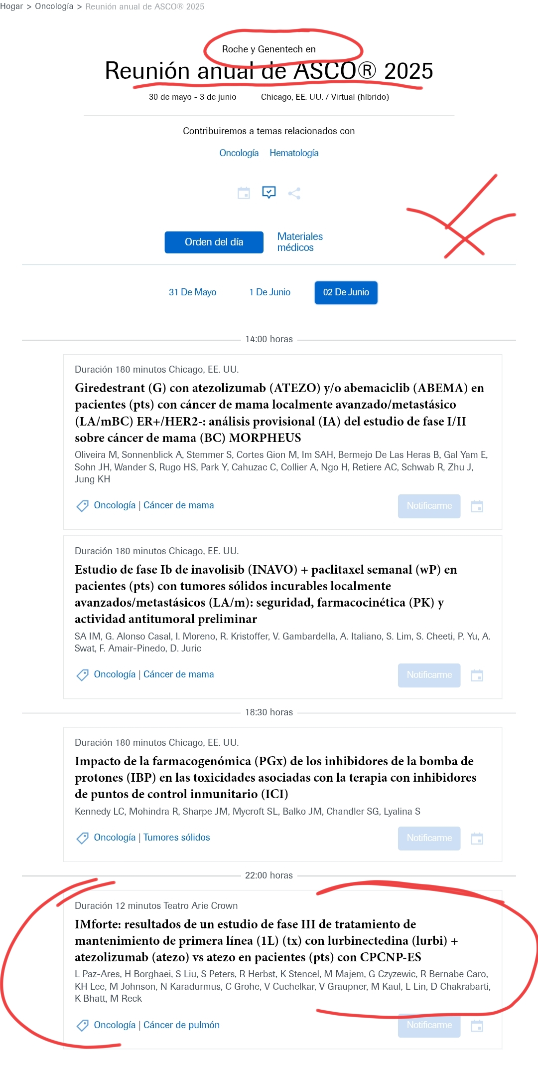 Estas son las que tiene Roche el día 2.
La nuestra una Expo oral .
Las otras son Pósters .