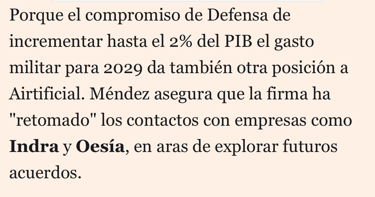 Y como se ha adelantado lo del gasto del 2% en defensa pues …