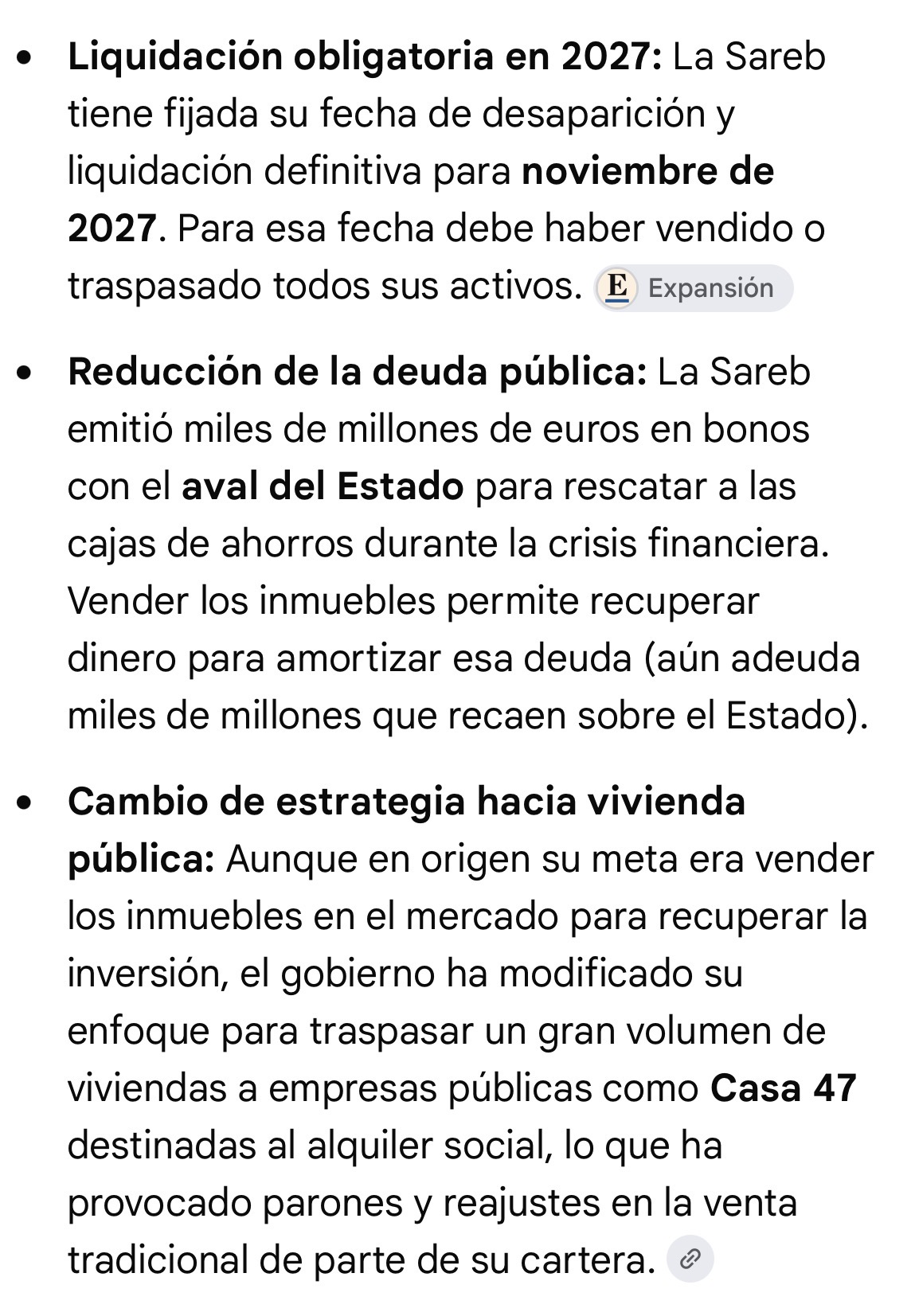 Txingu lee esto y luego me cuentas. Recuerda que la Sareb fue un trullo creado por el PP para salvar a las cajas de ahorro que aun hoy estamos pagando nosotros.
Así muchos entenderéis el porqué de la oposición de la Sareb al convenio de Urbas