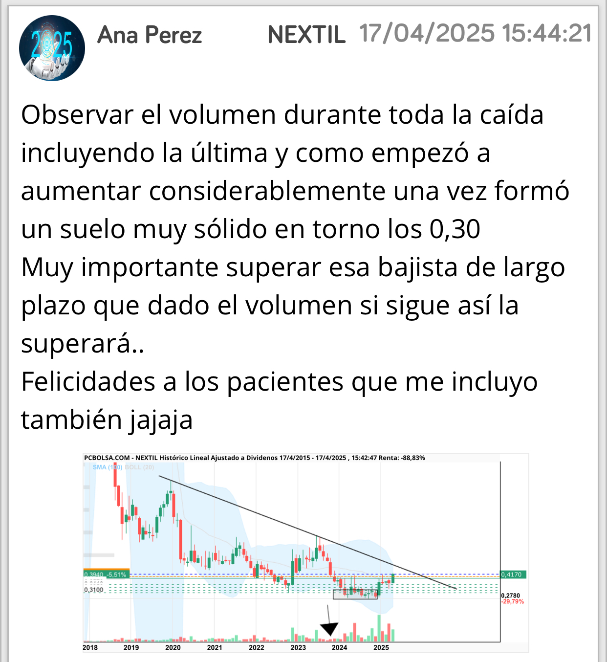 Sí Manu estoy de acuerdo contigo de hecho dije que creo que la superará…