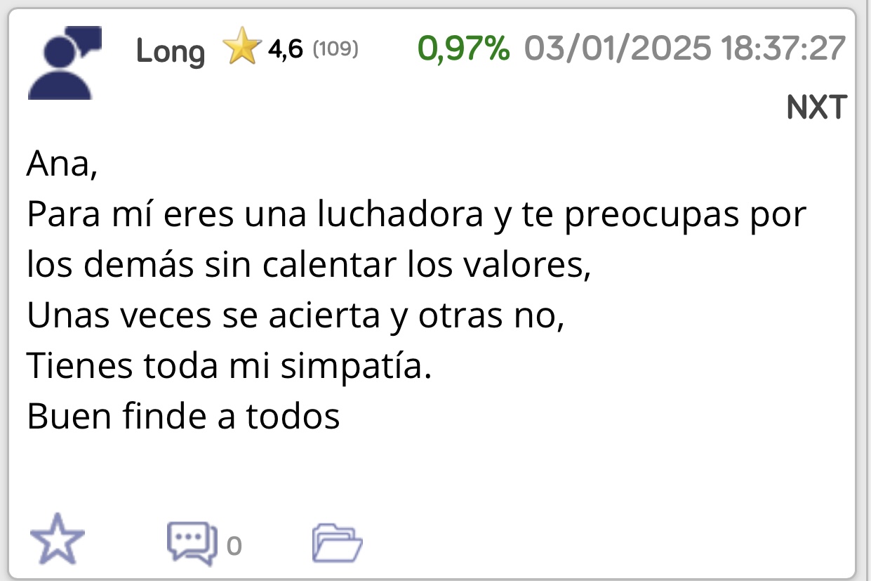 Long no había leído este mensaje y quiero decirte que bendito aquel que vive despierto y no es víctima de lo que le rodea porque ve la realidad …
Y la realidad es la que tú dices …
Eres un hombre LIBRE <span class="Emo39"> </span>
Me alegro mucho por ti y mil gracias por tu apoyo …