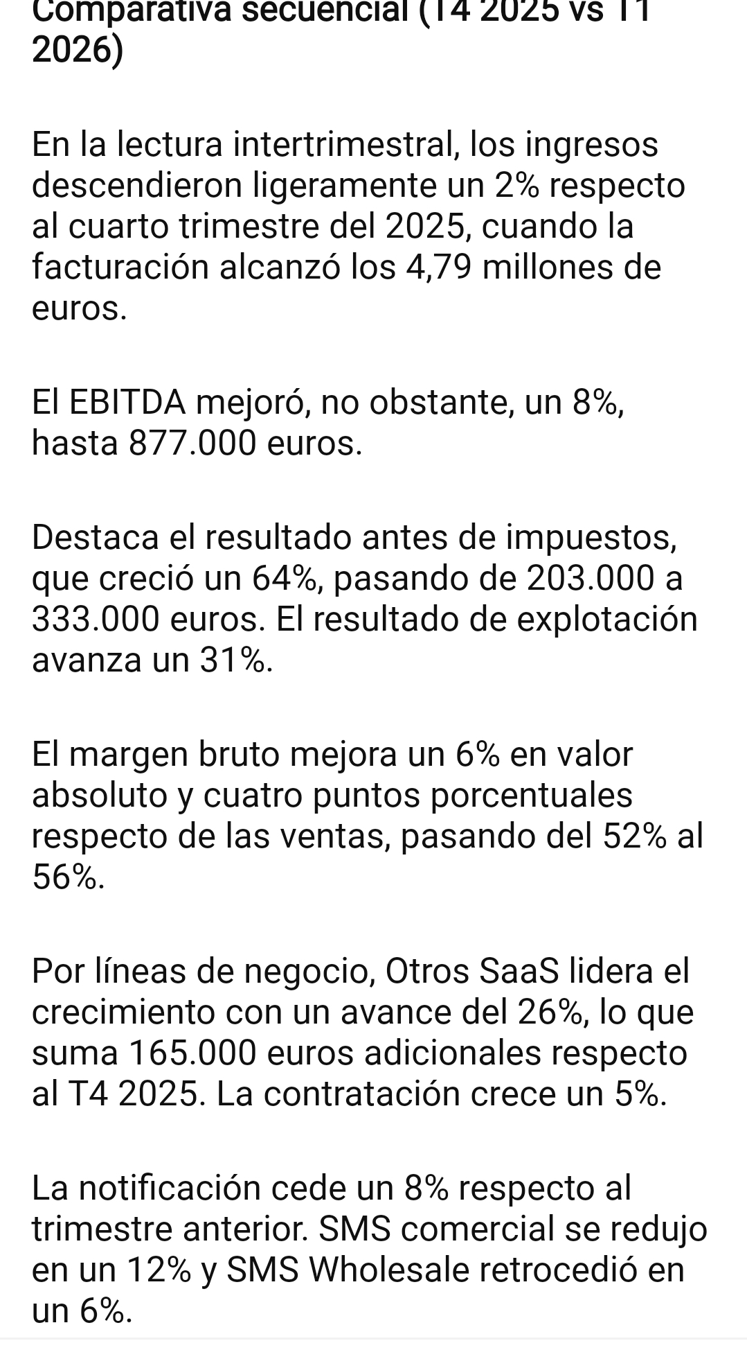 Estos datos no eran para verla jugando con 1 euro o 16 millones de capitalización.