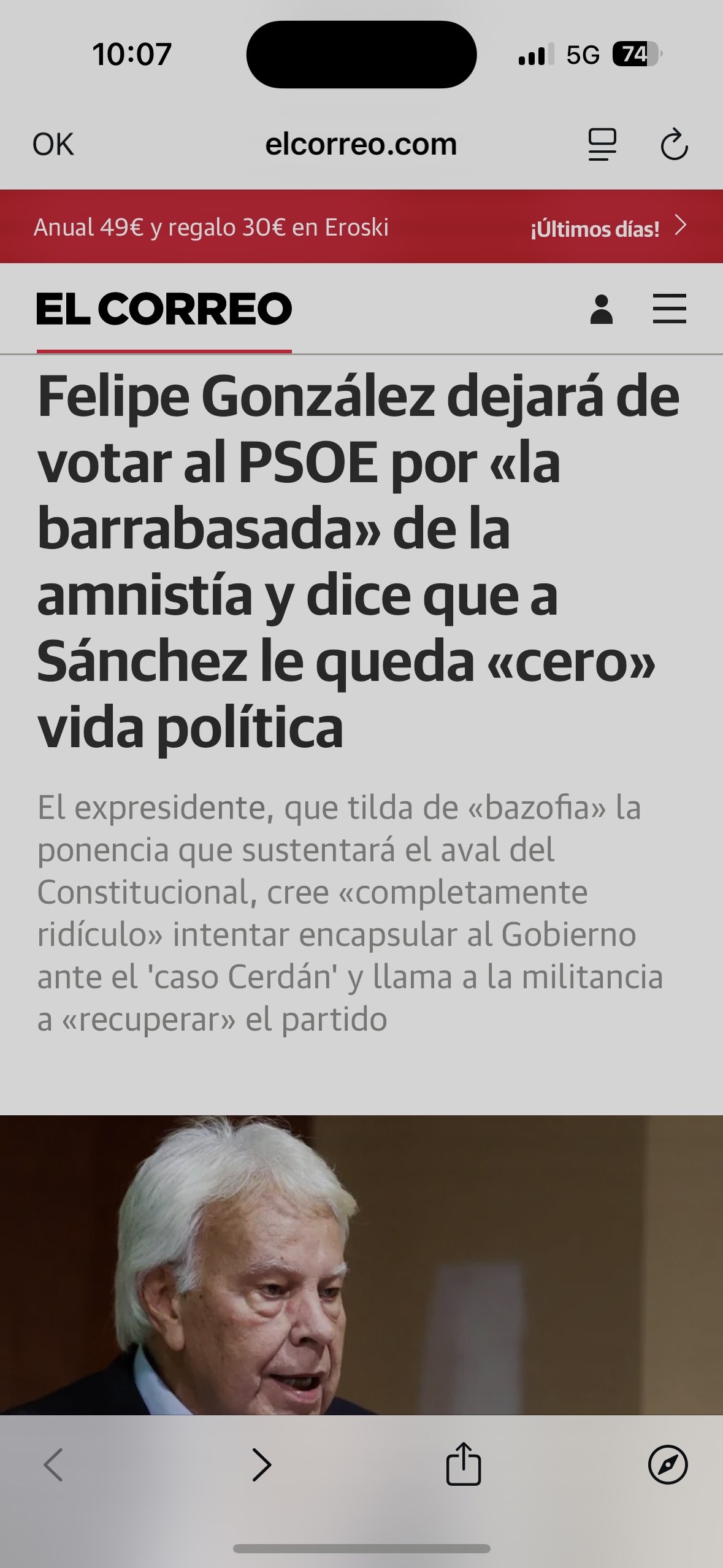 Tiempo de descuento para Sánchez
Le quedan días como presidente