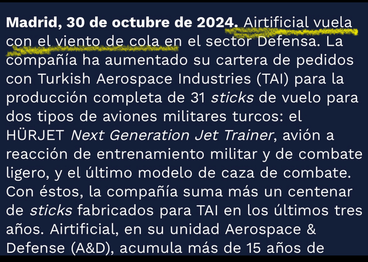 Siempre con “el viento de cola” en Defensa <span class="Emo42"> </span>
Esto también cuando firmaron los contratos con el avión turco que es el que quiere utilizar el Gobierno para entrenar pilotos de combate …
La visita de las autoridades de la Junta a la planta de Jerez … <span class="Emo3"> </span>