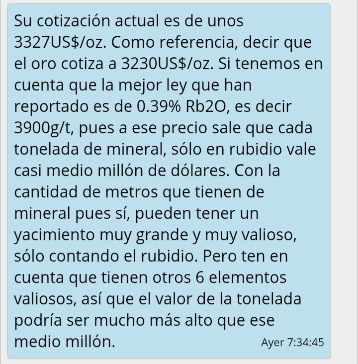 Y de rubidio vamos bien...