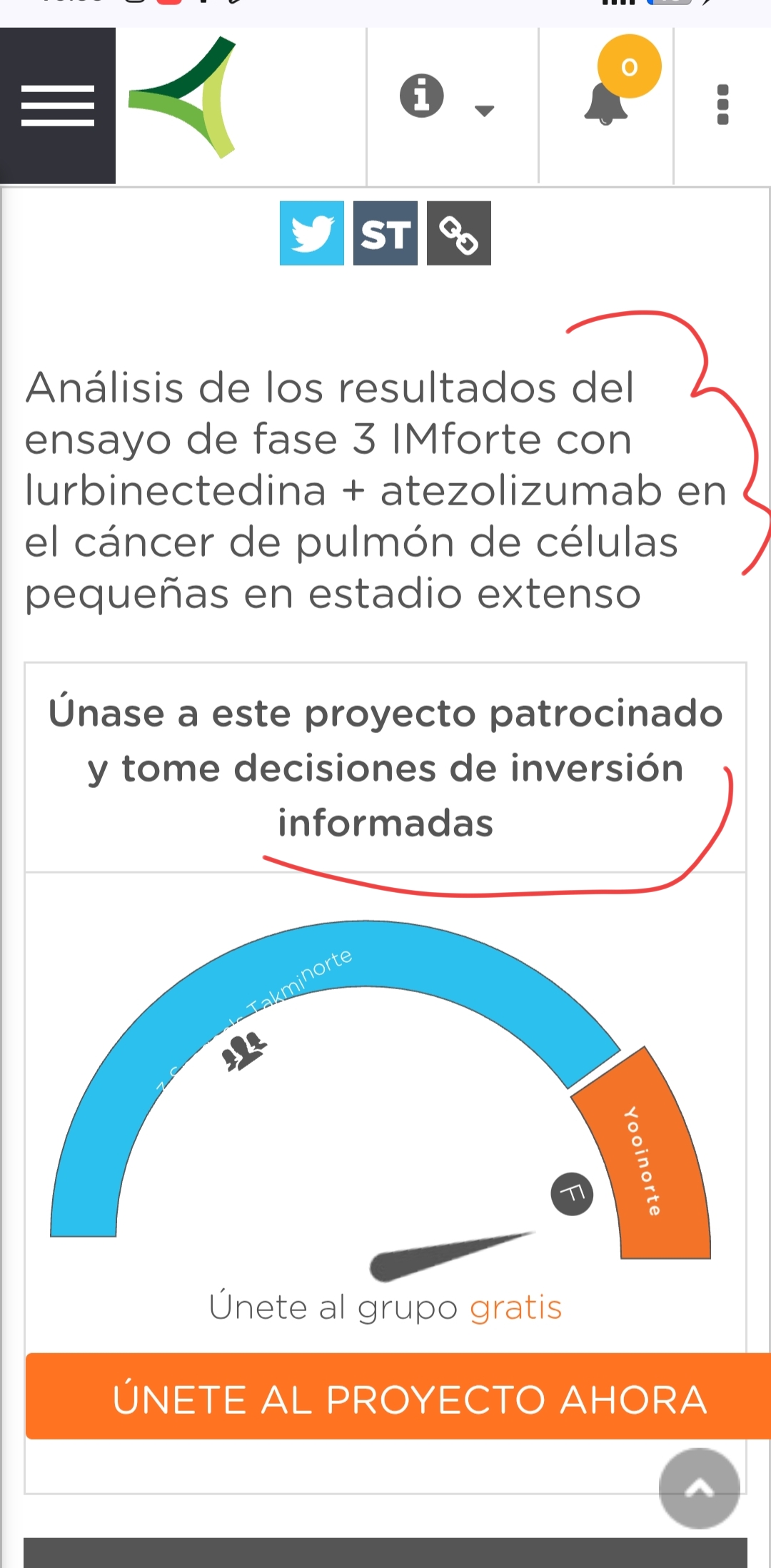 Pues yo ya me inscribí para la transmisión web con dos expertos de los datos de Imforte del día 12 de junio ;)
Podemos hacer preguntas tb
Dice .
Análisis de los resultados del ensayo de fase 3 IMforte con lurbinectedina atezolizumab en el cáncer de pulmón de células pequeñas en estadio extenso
Únase a este proyecto patrocinado y tome decisiones de inversión informadas
Lakminorte
