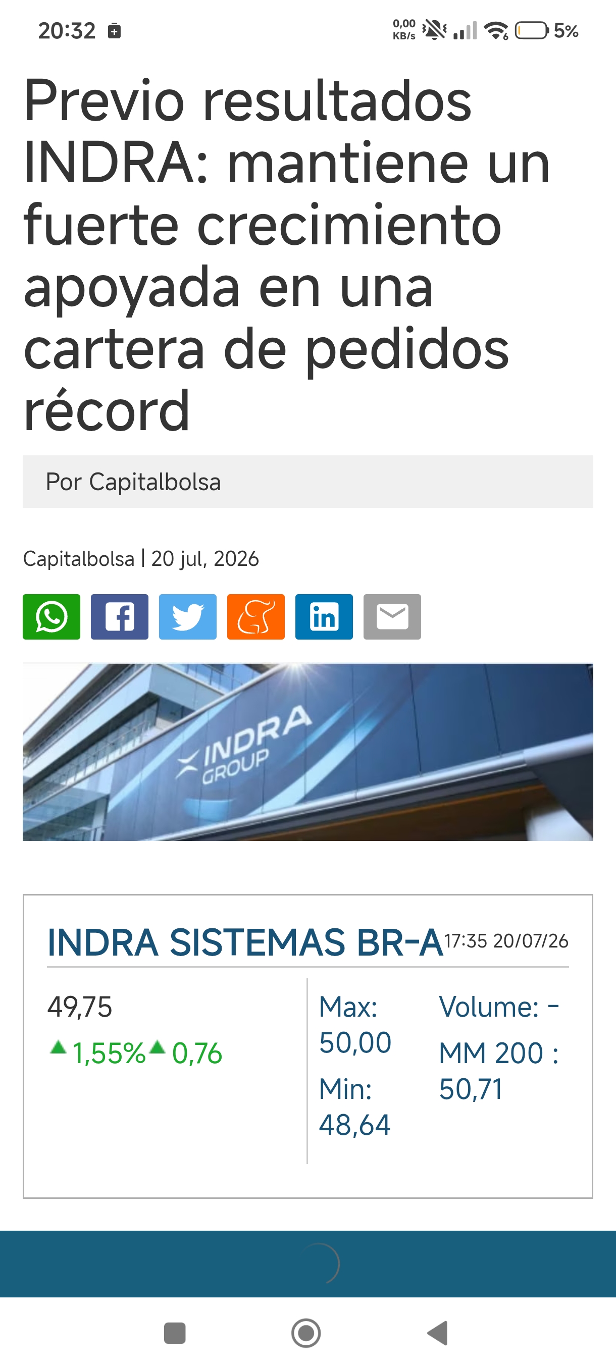 Vengo avisando. Atentos a las subidas diarias que habra en Indra.