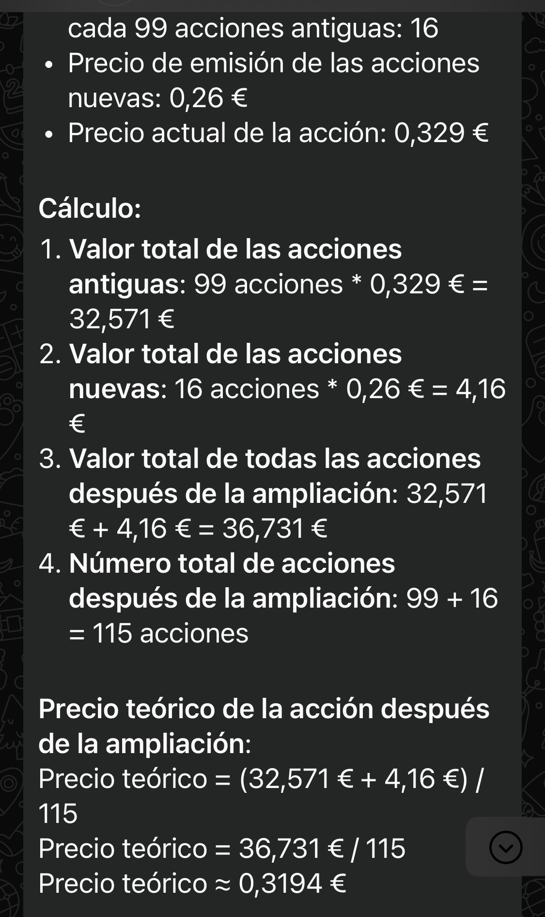 A nosotros nos salen en teoría a 0,3194€…… prácticamente al precio actual…. X eso entiendo q la subirán para q resulte atractiva sino puedo comprarlas a mercado y no me interesaría acudir