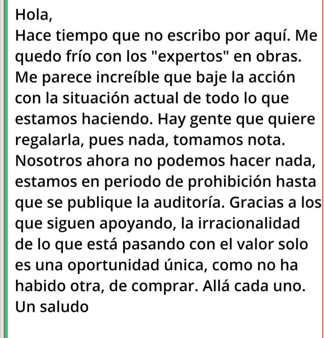 Os "veo" muy apagados y mustio.
Vuelvo a poner el mensaje del CEO ,por si alguno no lo vio.
Es de 31 de Marzo.
Fue un poco extraño porque solo se podía ver en la app . En la web no.