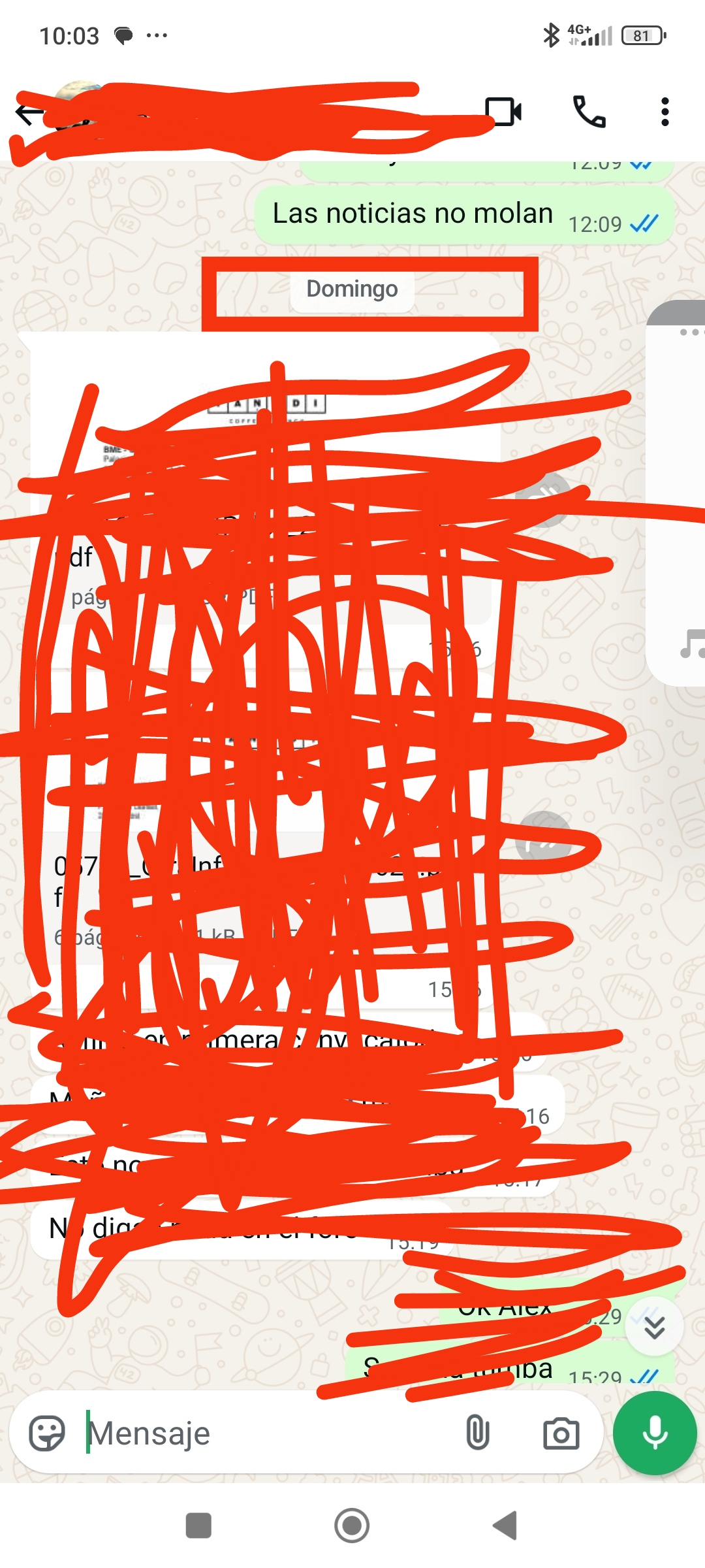 Domingo pasado hablando con un colega por Washapp