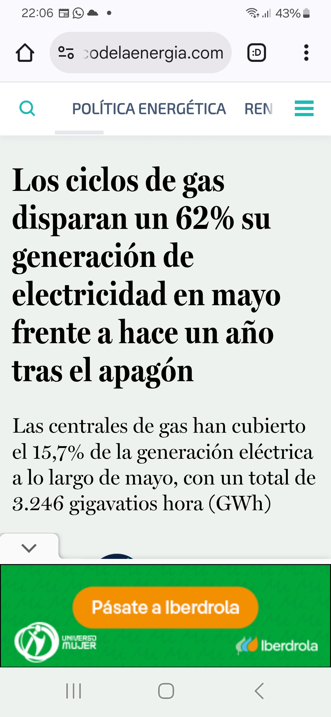 Dejando aparte esta noticia, en EEUU dicen abiertamente que fue un exceso de energía renovable sin la tecnología necesaria, la que provocó en España y Portugal el gran apagón