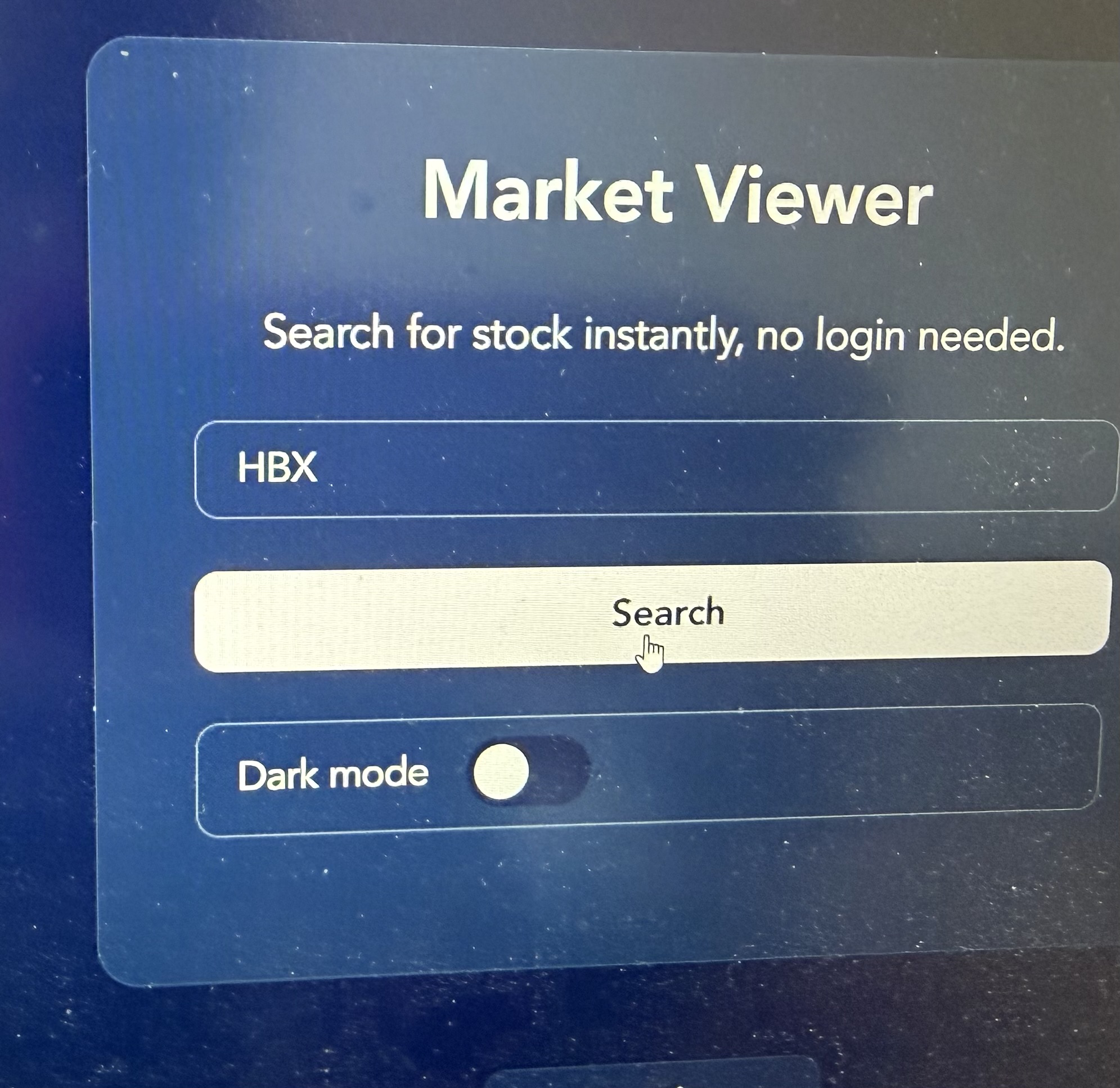 Aquí es donde no me carga el valor… le doy a search y no me
Funciona