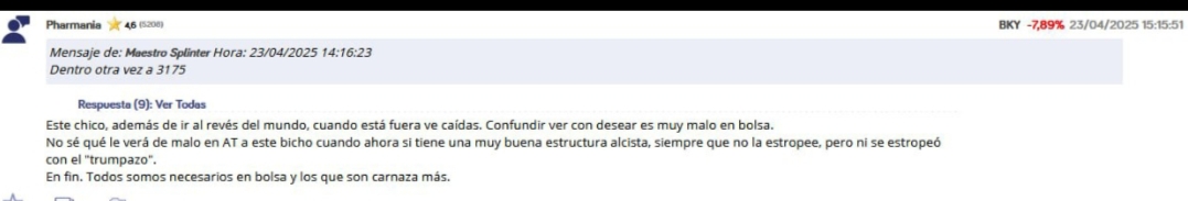 Te puse la realidad de mi análisis, ya ves que digo lo bueno y lo malo