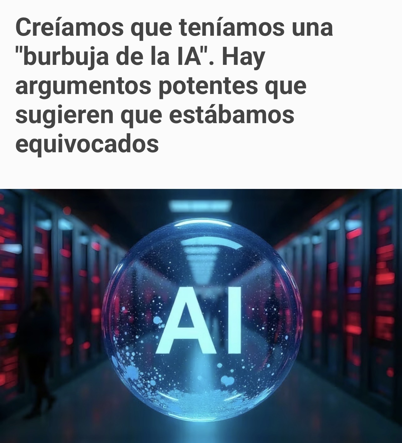 Para esos que dicen que engaño …
Siempre defendí aquí en contra de todos los analistas que era mentira lo de la burbuja de la IA y que las bolsas subían porque las empresas gracias a esa tecnología son más productivas y ganan mucho más dinero.
Lo dije siempre verdad ?
Engañé yo o los analistas que todos los días que nos decían que el estallido estaba cerca ….
Ah pero a esos nadie los critica… <span class="Emo26"> </span>
Ahora que van a calentar el mercado ya dicen que estaban equivocados