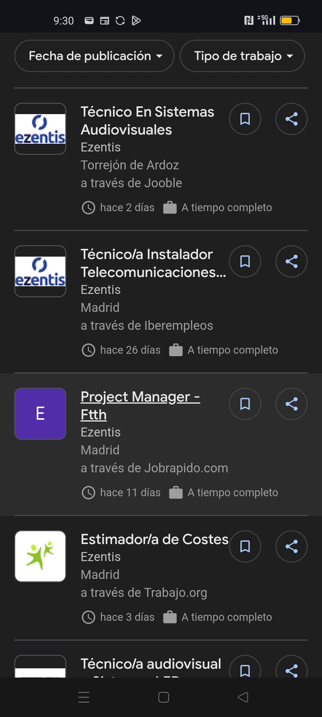 grafico de la accion Grupo Ezentis