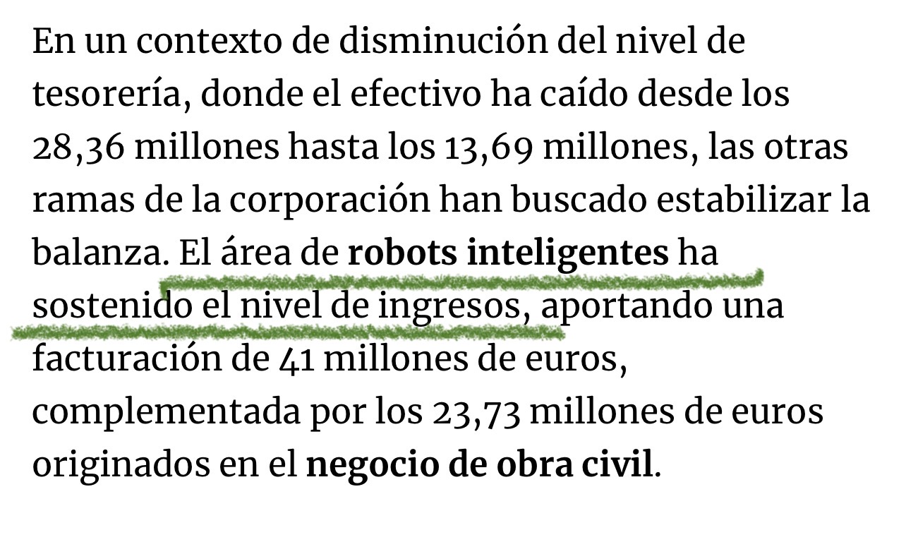 Mirad como mintieron el día de los resultados…
Pero vamos que yo siempre aquí digo que no me los creo y lo volví a decir esta vez también..
No decían que el área de robótica iba muy mal por lo de los aranceles ?
O sea que el área que debía habernos hecho volar nunca mejor dicho en las cuentas que es el de defensa y aeroespacial es a el que le han echado la culpa de este desastre….
Sabéis que creo que ha hecho Lalo ?
Mandar un mensaje muy claro a la Sepi o Indra …