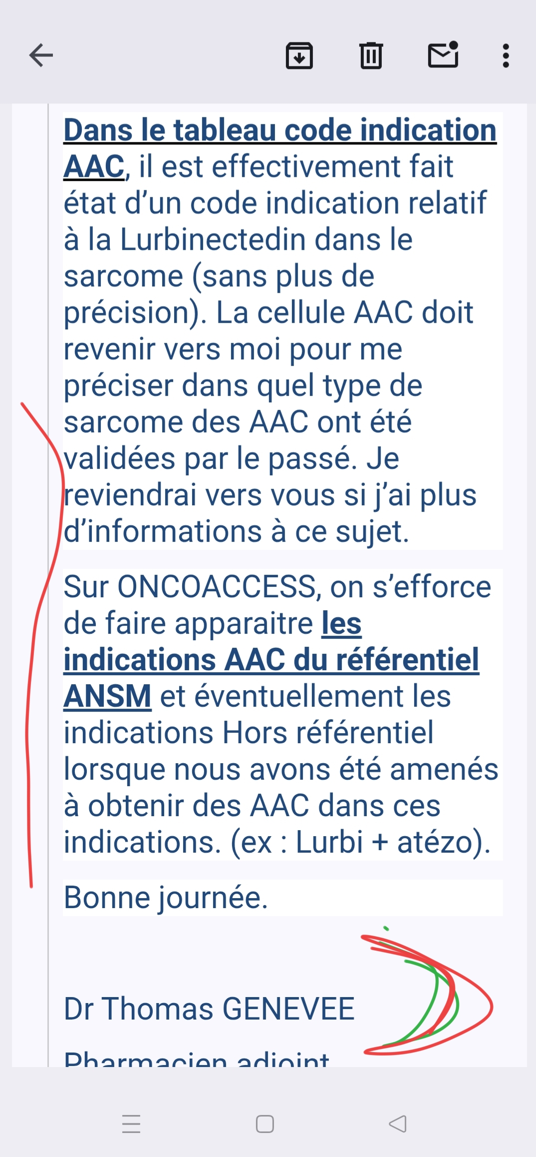 Y a ver si el Dr Thomas GENEVEE que trabaja con estos temas me dice algo más del uso de lurbi en Francia en Sarcoma
Es muy reciente