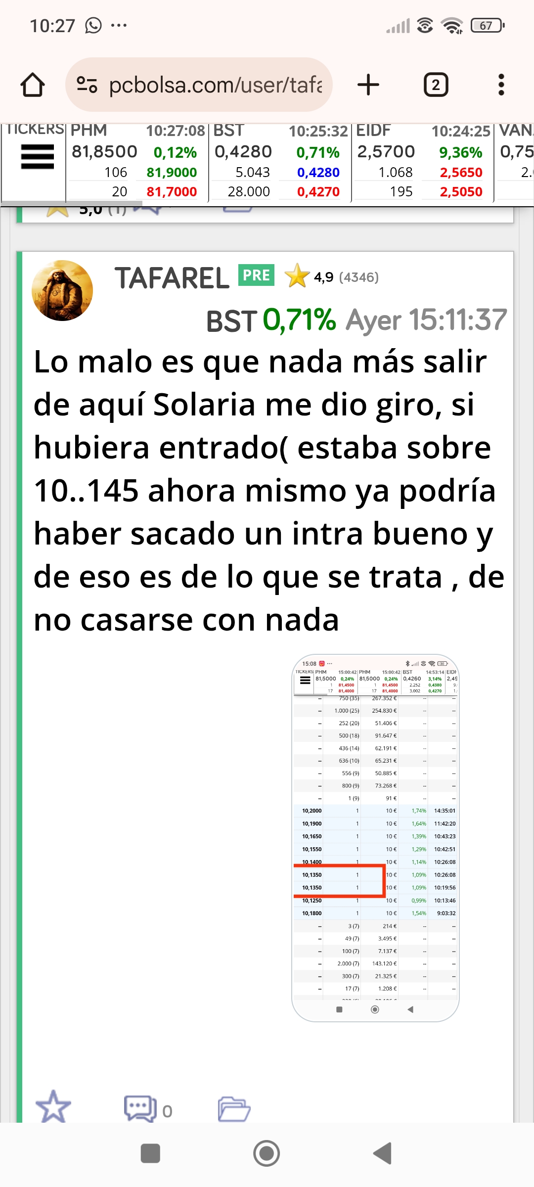 Y otra que me marcó entrada ayer ahí, para darte pistas....en esa no entre