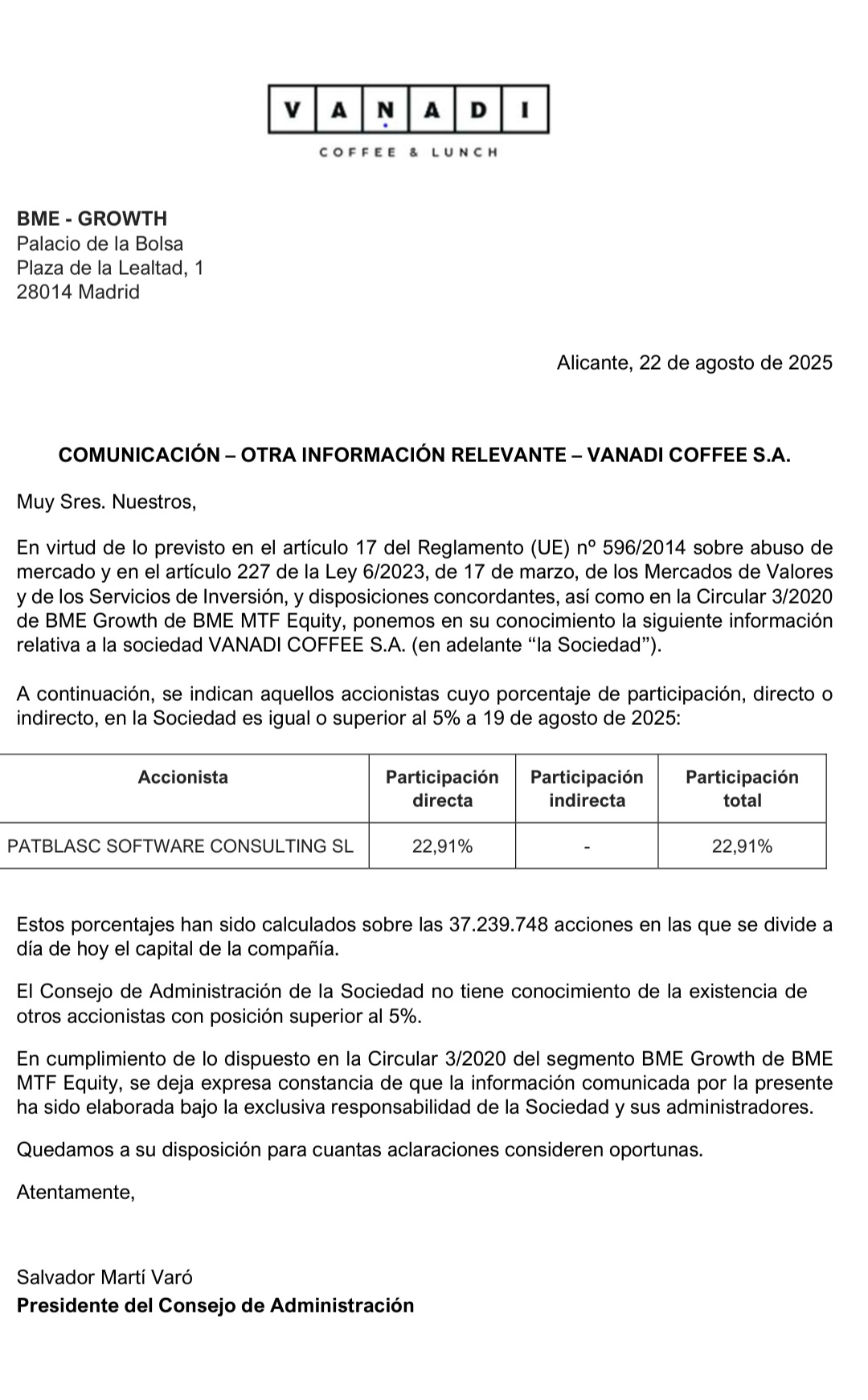 Esto la imformacion real