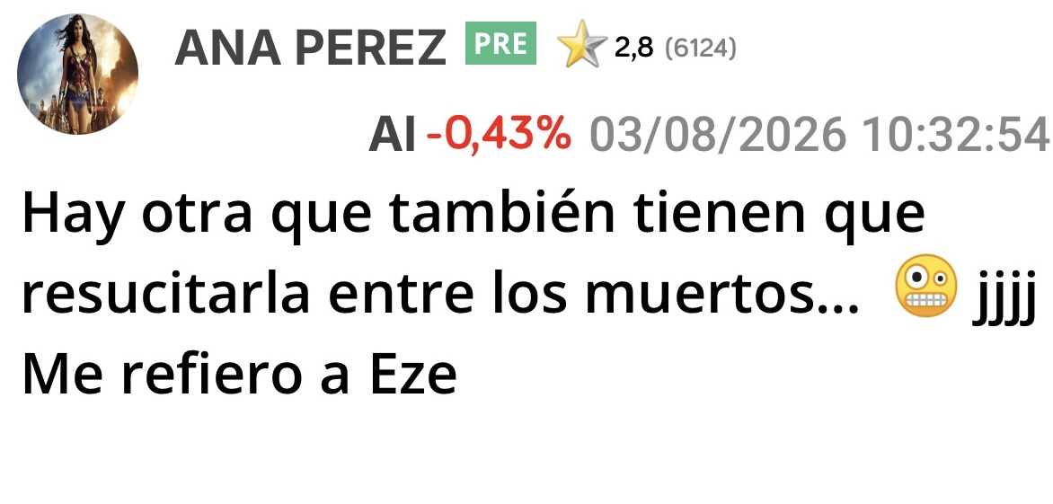 Por cierto hoy Eze sube y la avisé aquí estando en los 0,067
Pueden comprobarlo…aunque es verdad que va despacito
Ha formado un HCHI que acaba de activar hoy con los resultados por si a alguien le interesa.