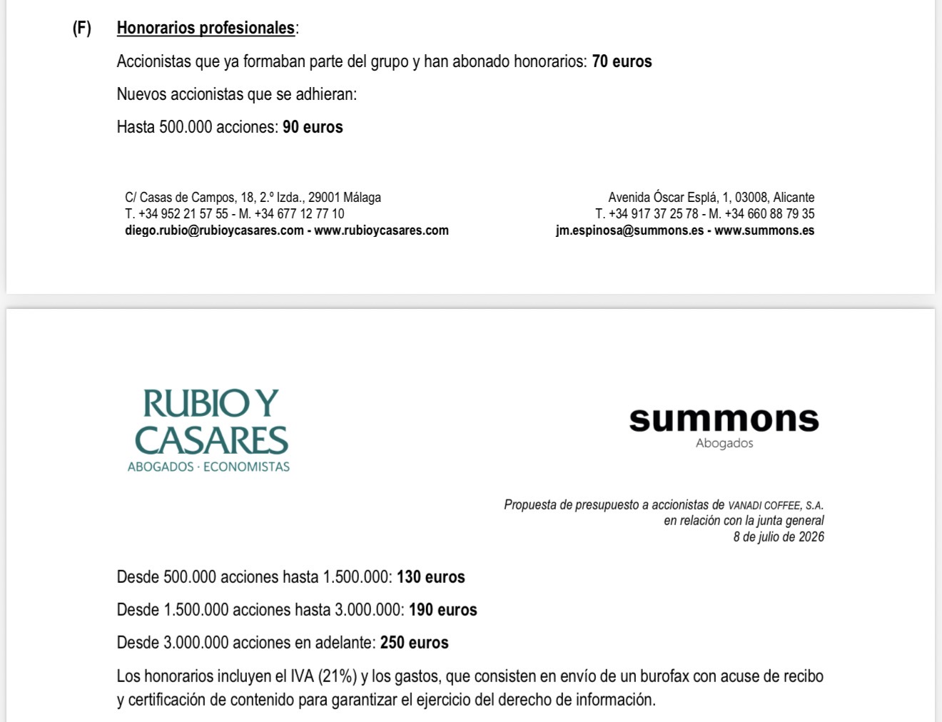 HONORARIOS