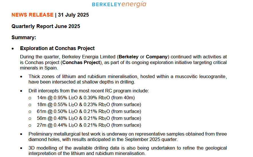 grafico de la accion Berkeley Energia