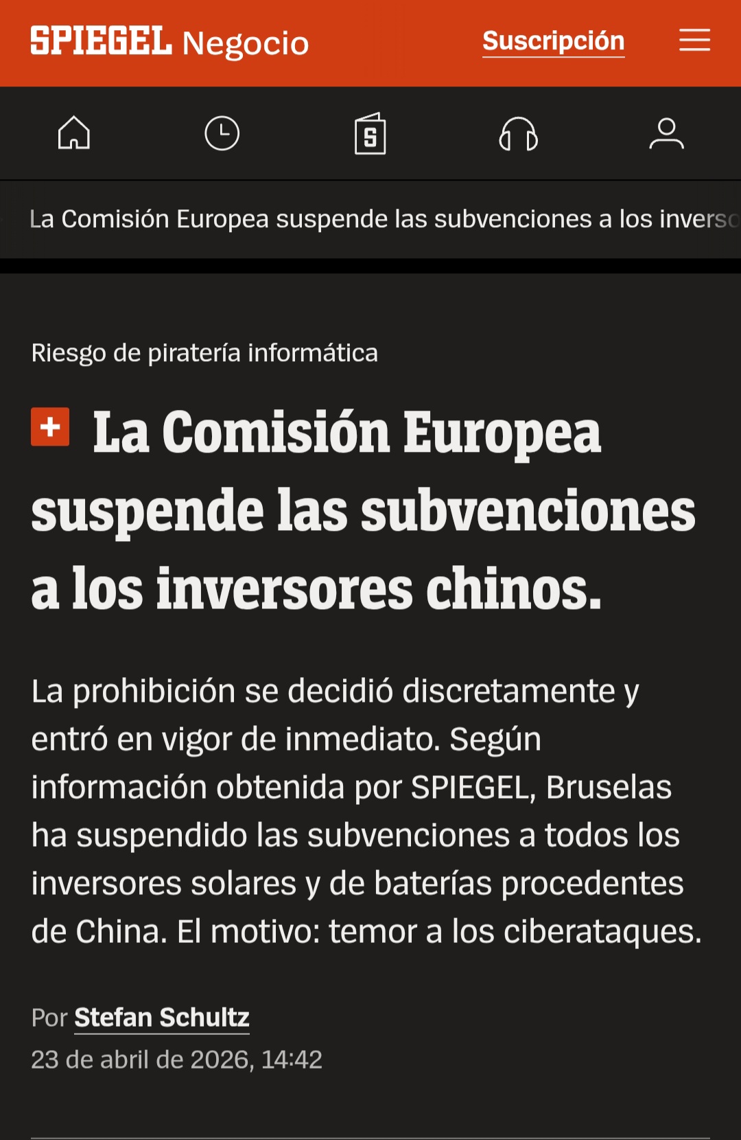 Pues sí, noticia de muy alto impacto la que trae Deivid37 (muchas gracias); quedan fuera del inmenso tablero de ayudas y financiación europea los fabricantes BESS chinos con sistemas cerrados que no permiten emplear inversores de otros fabricantes de fuera de China. Ahora mismo, afecta, por citar a dos, a Sungrow (lider de ventas en la UE con un 23% de cuota de mercado en 2024) o a Huawei.
Entrada en vigor inmediata.