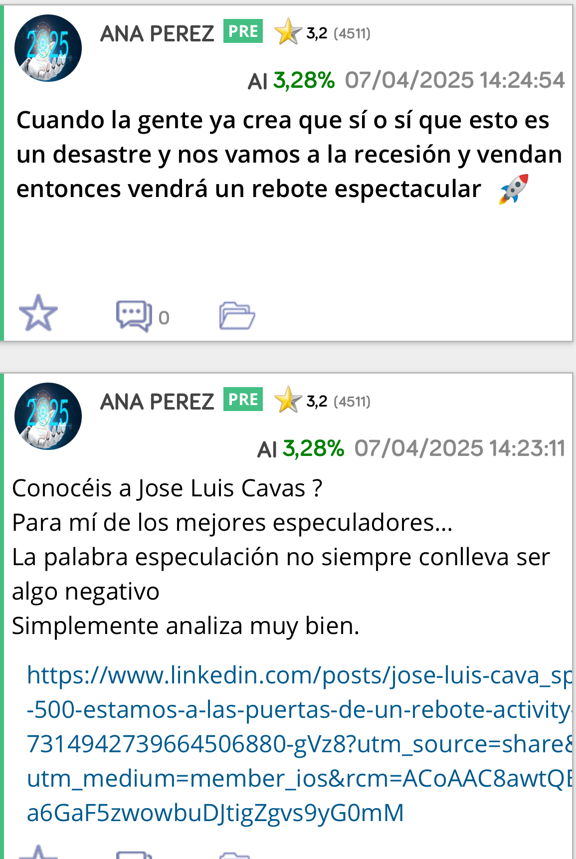 De hecho estaba cantado lo que iba a ocurrir
Os puse a este gran analista para avisar que venía un rebote muy fuerte en las bolsas .. <span class="Emo42"> </span>