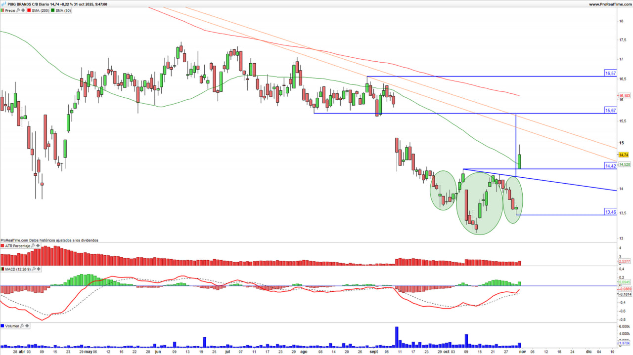 grafico de la accion Puig Brands