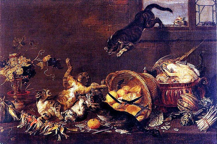 Compi Priorato, a mí los foros muchas veces me recuerdan a este cuadro del Museo Naciional del Prado:
Gatos peleando en una despensa.